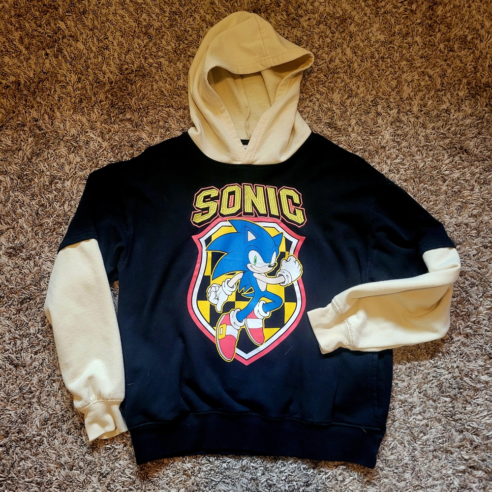 Sonic Kids Hoodie - Black and Cream